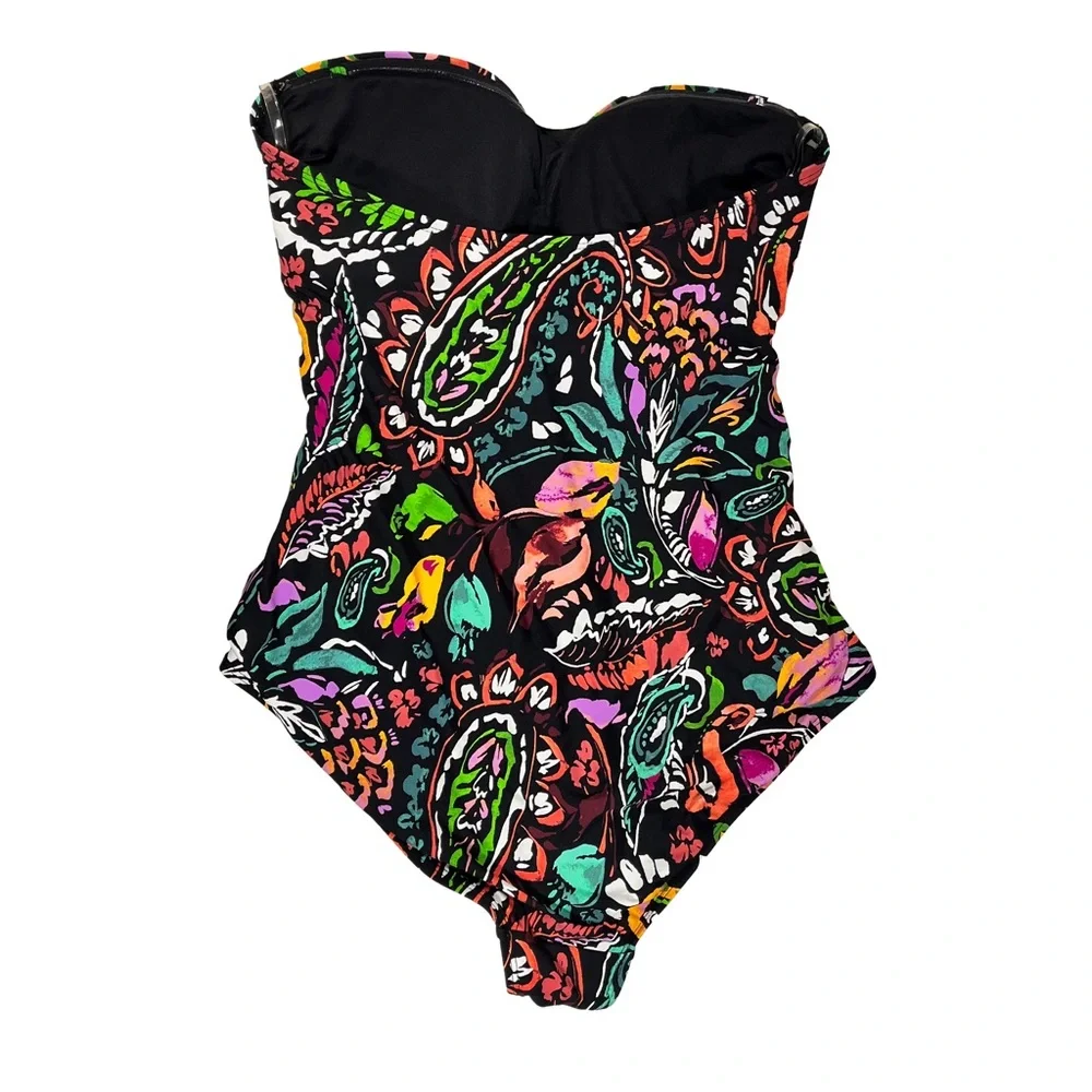 Anne Cole Twist Front Shirred One Piece Petaly Paisley print, size Medium - Picture 2 of 7